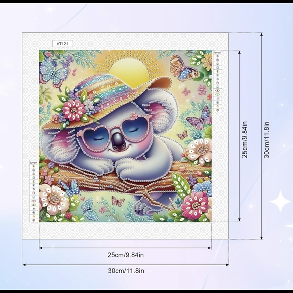 Colorful Koala Sun Floral 5D Gemstone Crystal Accent Diamond Painting Kit New - Picture 4 of 8